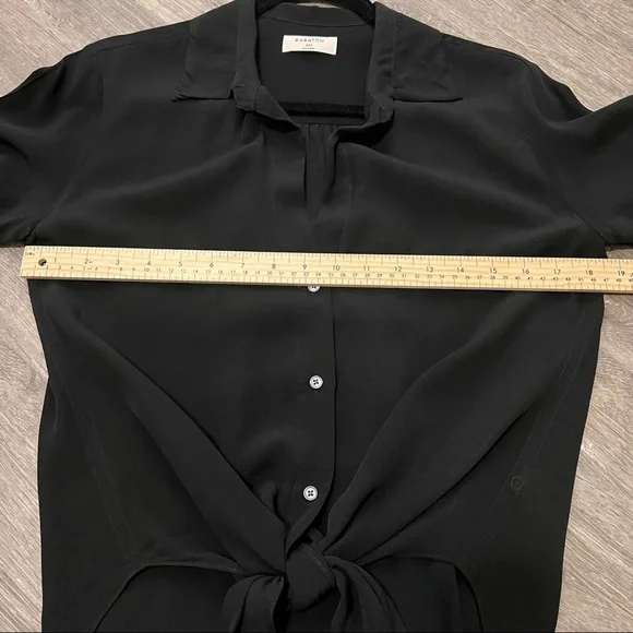 Babaton Aritzia Serge Blouse Black Sz XXS Cupro Fabric - Picture 7 of 10